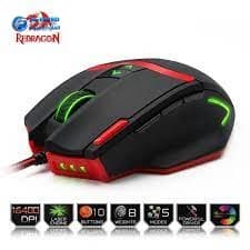 Mouse Redragon M-801 Redragon Gaming Mouse PC 16400 DPI speed Laser engine 9 programmable buttons 16 color backlight USB Wired for Desktop - View 1