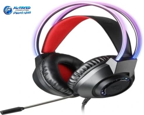 Headphoneأسمر  Redragon  H-231 StandardOD3.5audio jack,compatiblewithall soundcardslotSupport stereo,good quality sounds in bass,mediant,highpich RGB backlight High sensitivity Microphone Individual volume - View 1